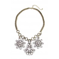 Crystal Flower Cascade Statement Necklace Set